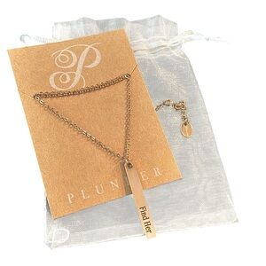 Plunder 'Find Her' Rose Gold Vertical Bar Necklace, New